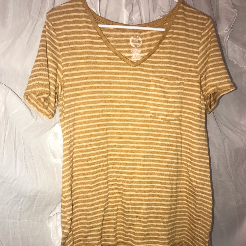 Maurices Striped Mustard Yellow Tee